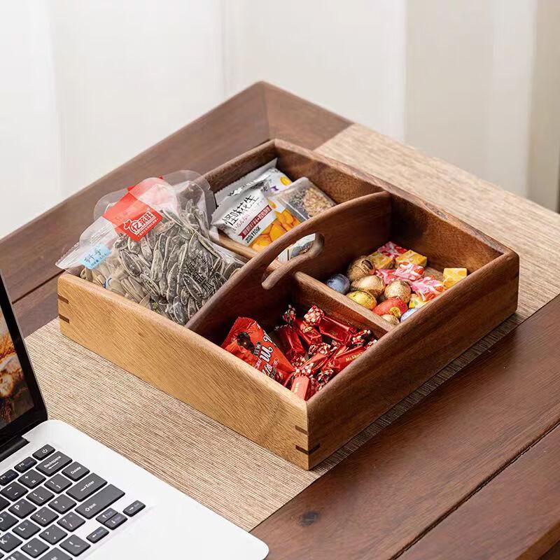Light Luxury Walnut Four-Compartment Snack Platter
