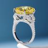 Exaggerated Yellow Diamond Square Sugar Ring Women’s 11 Carat 5A High Carbon Diamond Inlaid 925 Silver.