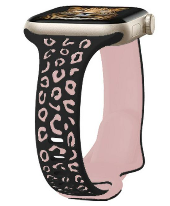 Dual-Color Leopard Print Silicone Strap for Apple Watch (Compatible with Series 1-9)