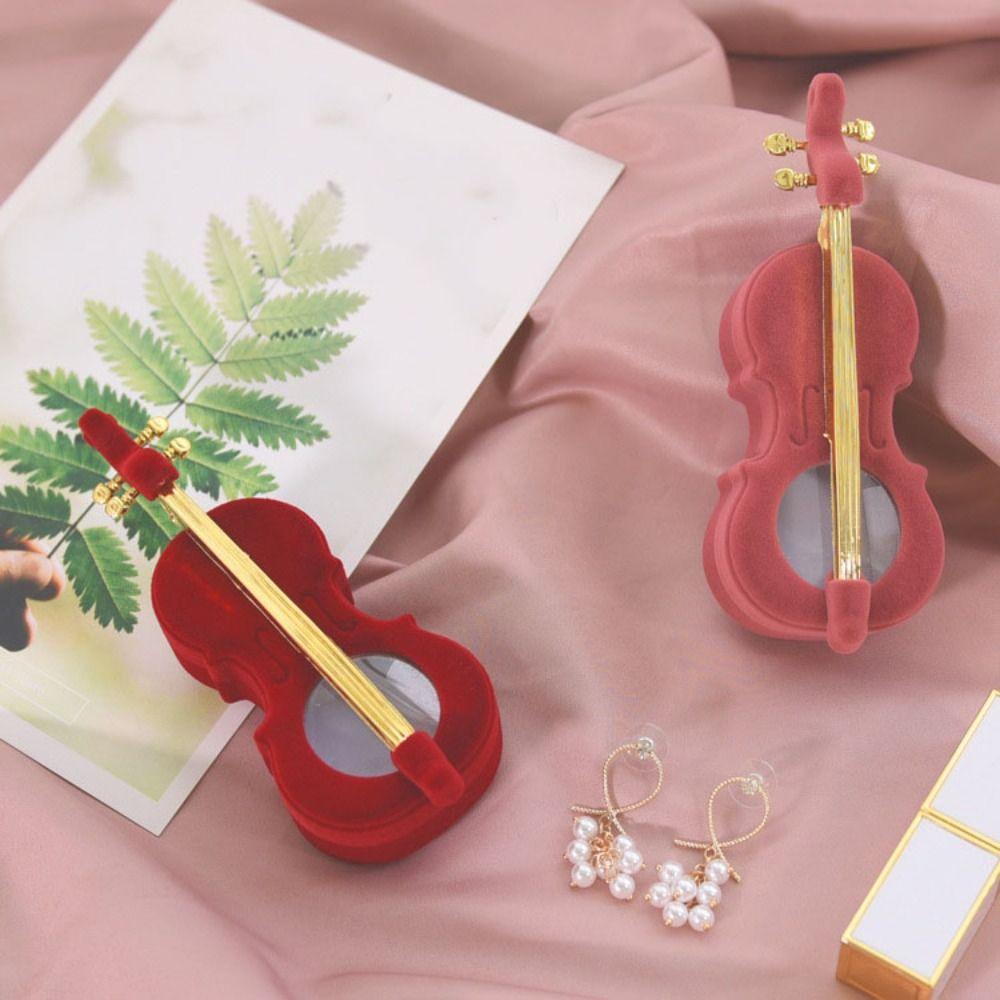 

Boxes Jewelry Display Holder Dustyproof Earrings Necklace Case Creative Ring Bearer Box Princess кларет