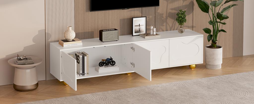 180*40*45cm Lowboard with 2 Cabinets, Cloud-Shaped, TV Entertainment Center with 5 Support Legs, Load Capacity up to 60 kg, Suitable for 75-Inch