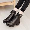 New Martin boots thick heel lace-up belt buckle short boots European and American boots