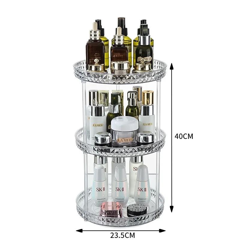 360° Rotatable Desktop Cosmetic Rack Bathroom Shelf Large-capacity Perfume Aromatherapy Skin Care Product Storage Rack Organize