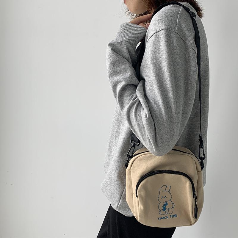 Cute Small Bag Female 2025 New Crossbody Bag Hundred with Cartoon Canvas Bag