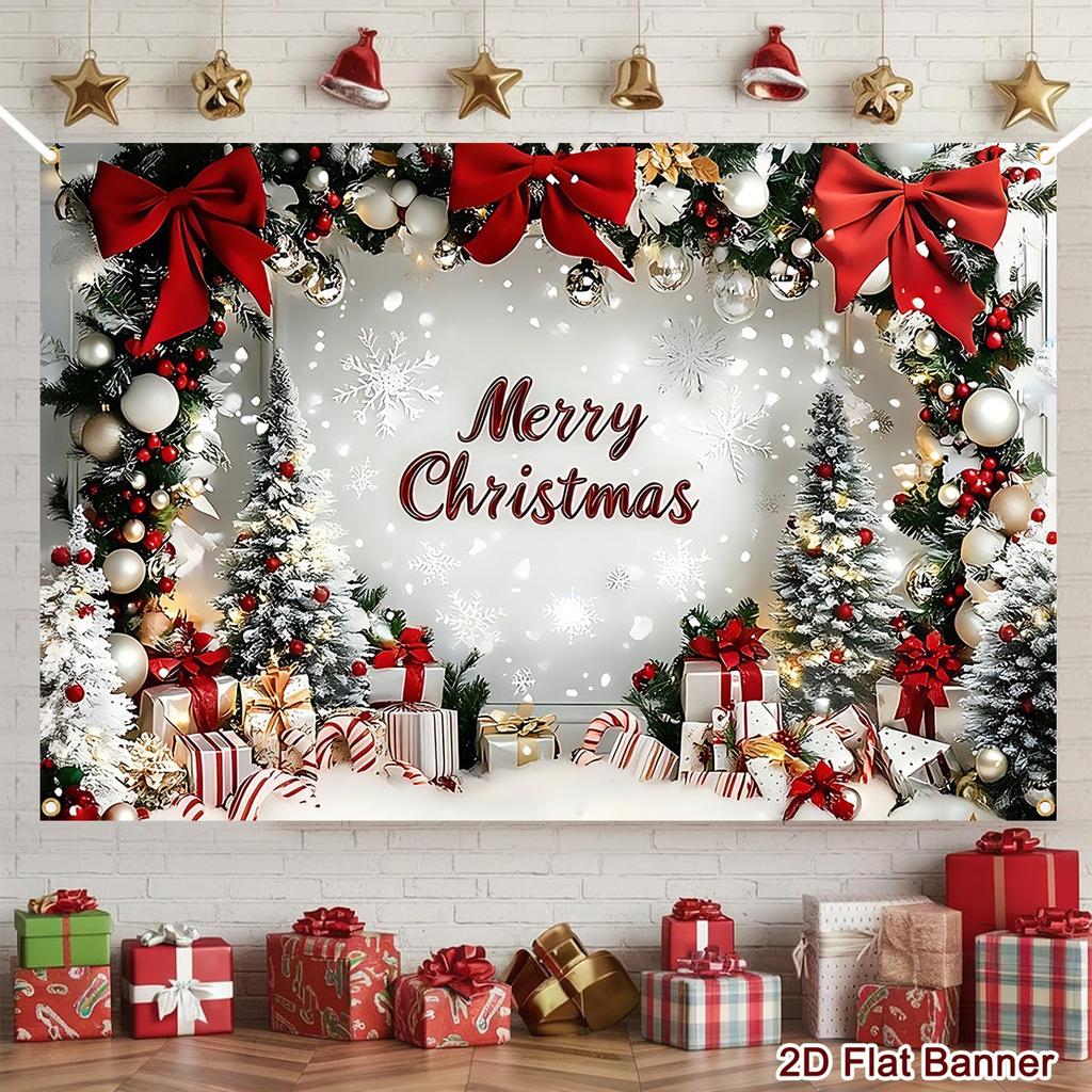 Merry Christmas Background 120*80cm Winter Wonderland Theme Polyester Backdrop for Festive Supplies Christmas Decoration