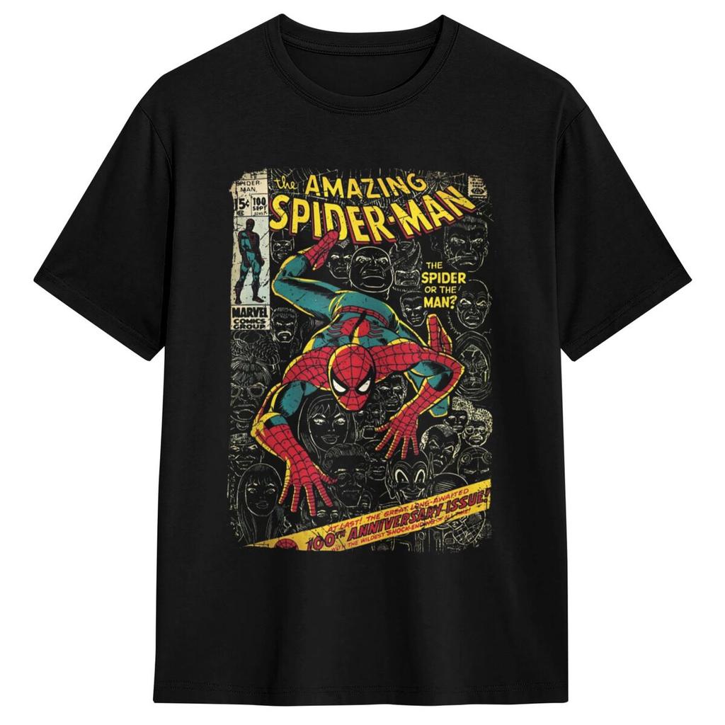 Genuine = Spider-Man Comic Book Anniversary T-Shirt Cotton Jacket Short Sleeve O-Neck T-Shirt Plus SizeJacket