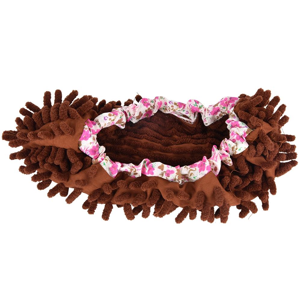 1 Piece Reusable Detachable Washable Household Floor Cleaning Slipper Mop Shoes Cover (Coffee)