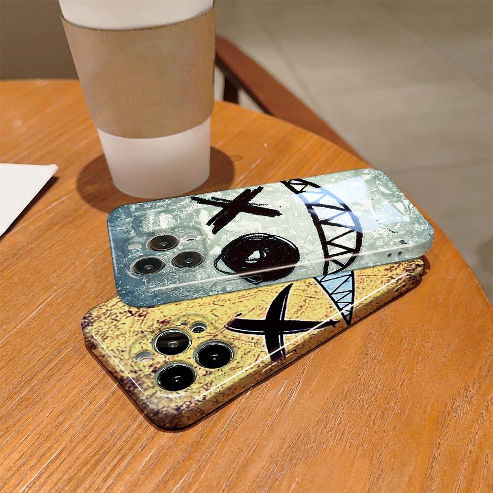 For iPhone 16 Samsung S23 S22 A23 A52 A33 Huawei Honor Xiaomi Redmi OPPO Vivo Creative Smiling Face Design Hard Full Lens Protect Phone Case Cover