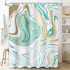 Modern Marble Shower Curtain Set Waterproof Fabric with Hook Rings for Bathroom Decor Various Colors Available