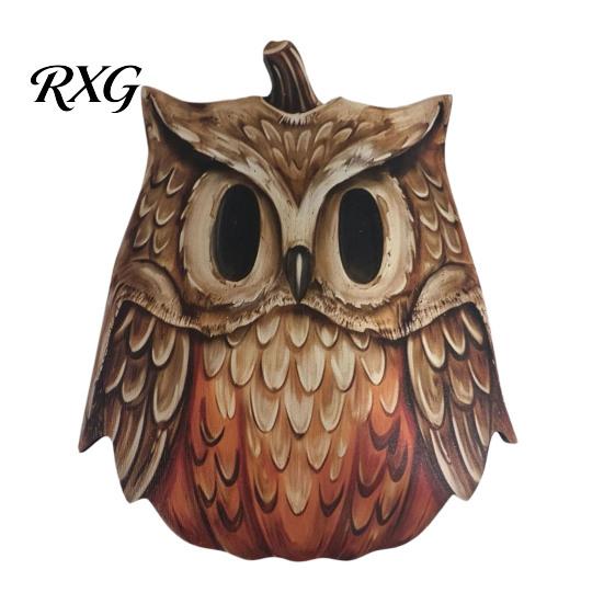 Artistic Home Office Decor Halloween Wooden Ornaments, Distressed Pumpkin/Cat Decorations, Desktop & Wall Modern Retro Desk Display Decors for Autumn
