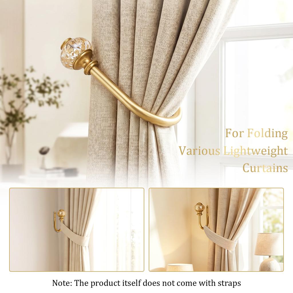 2Pcs Metal Curtain Holdbacks Multifunction Metal Wall Storage Hooks Curtain Pull Back Hook U Shaped Wall Mounted Drapery Tieback