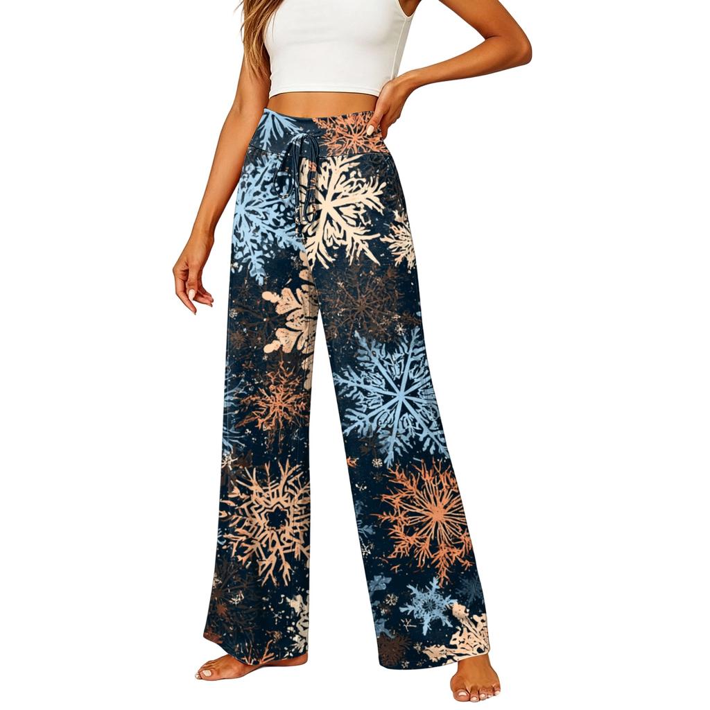 Women's Casual Elastic Waist Straight Leg Pants with Pockets