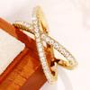 Huitan Fashion Cross Finger Rings for Women 3 Metal Colors Paved Dazzling Cubic Zirconia Simple Stylish Female Rings Hot Zircon