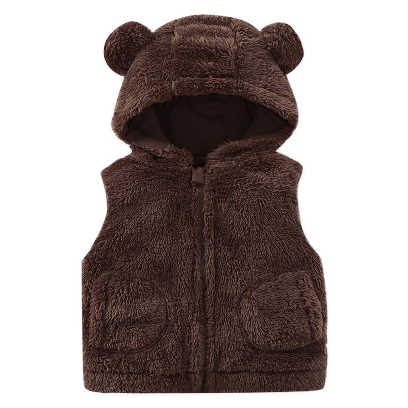 

1-4 года Детский теплый плюшевый жилет Зимний жилет с капюшоном 100