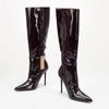 Large Size Sexy Autumn and Winter New Item European and American Brown Pointed High-heeled Zipper High Boots for Women