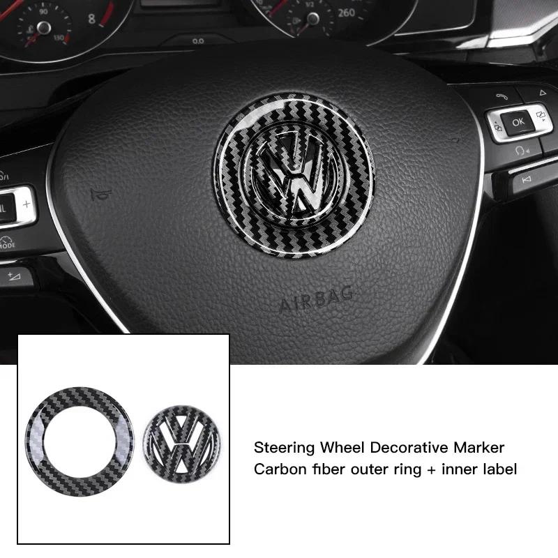 OBTLU1 Car Steering Wheel Logo Decoration Sticker Accessories For VW Tiguan Arteon Taigo Caddy CC e-up! Golf Polo Amarok Transporter