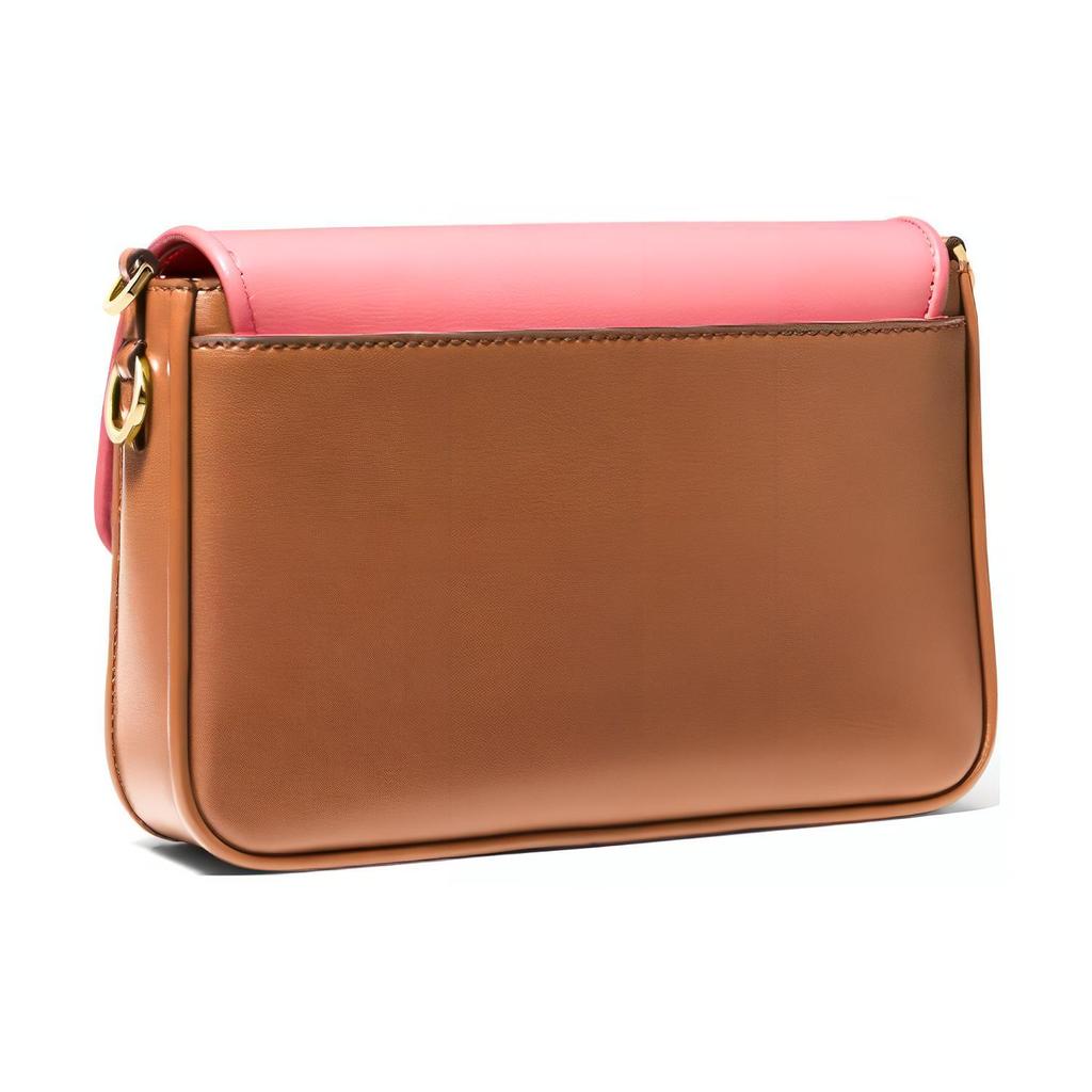 New MICHAEL KORS Bradshaw Cow Leather Shoulder Bag, Crossbody Bag Medium Size Women's Acorn Brown & Pink 30T1G2BM2L-986