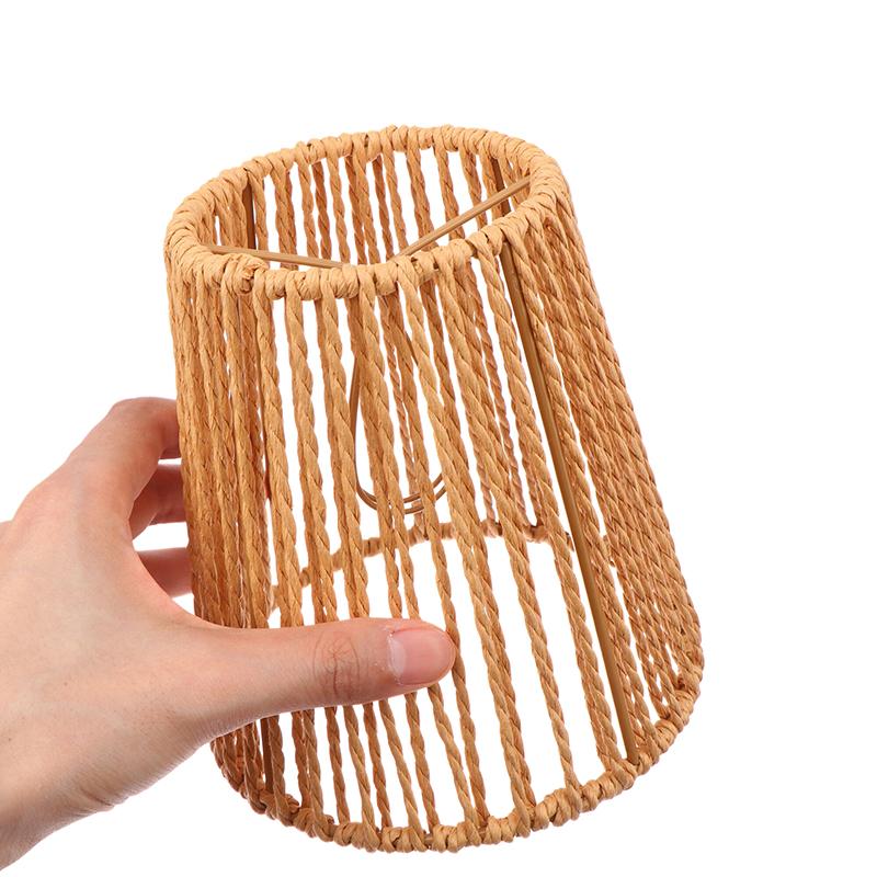 1 Piece Vintage Hanging Lampshade Handmade Woven Lamp Shade For Living Room Bedroom Hotel Simulated Rattan Light Fixture