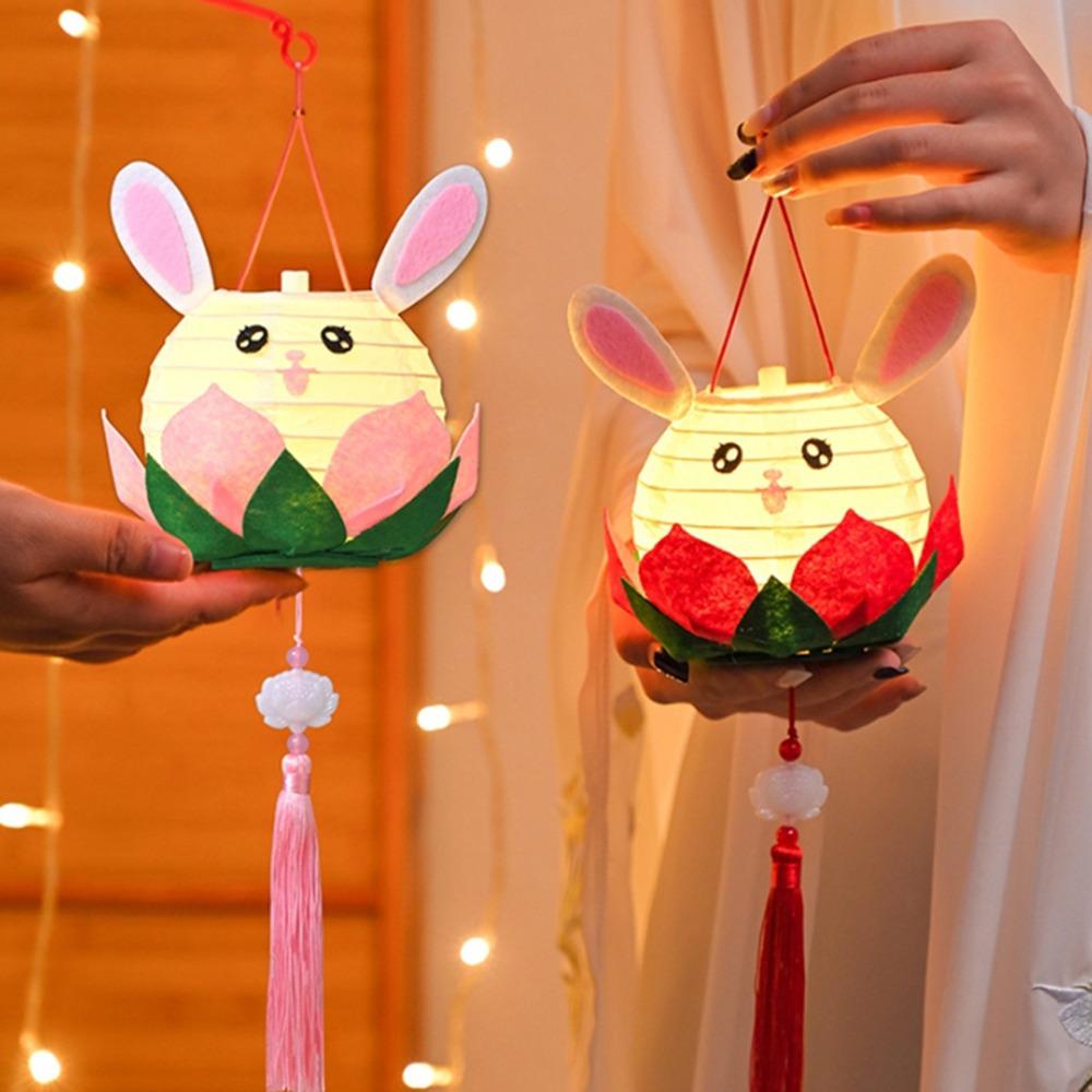 DIY Material Package Lotus Flower Lanterns Glowing Rabbit Lotus Lantern  Hanfu Props