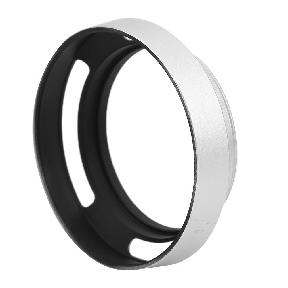 Universal Aluminium Alloy Portable Hollow Camera Bevel Lens Hood Shade Silver52mm