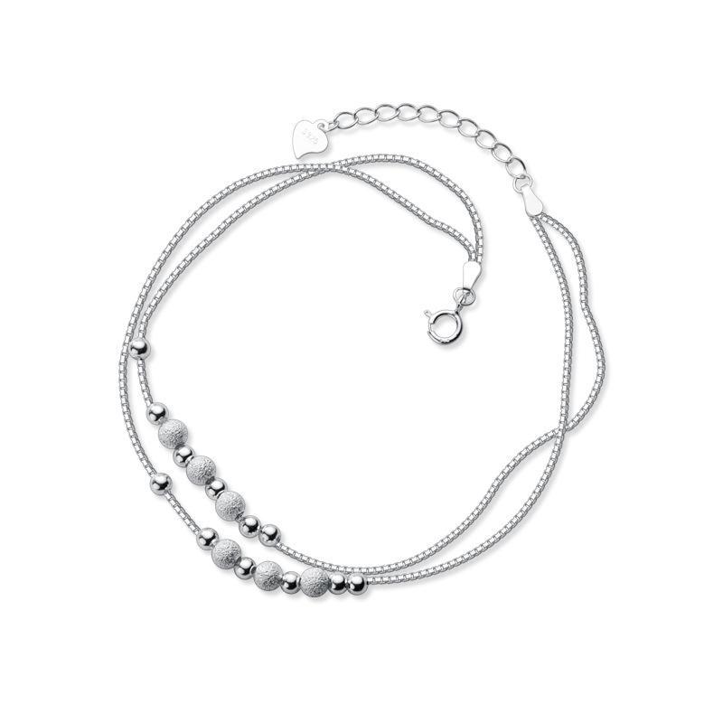 Top Grade 925 Sterling Silver Strand Beads Beaded Anklets for Women Summer Gifts Jewelry