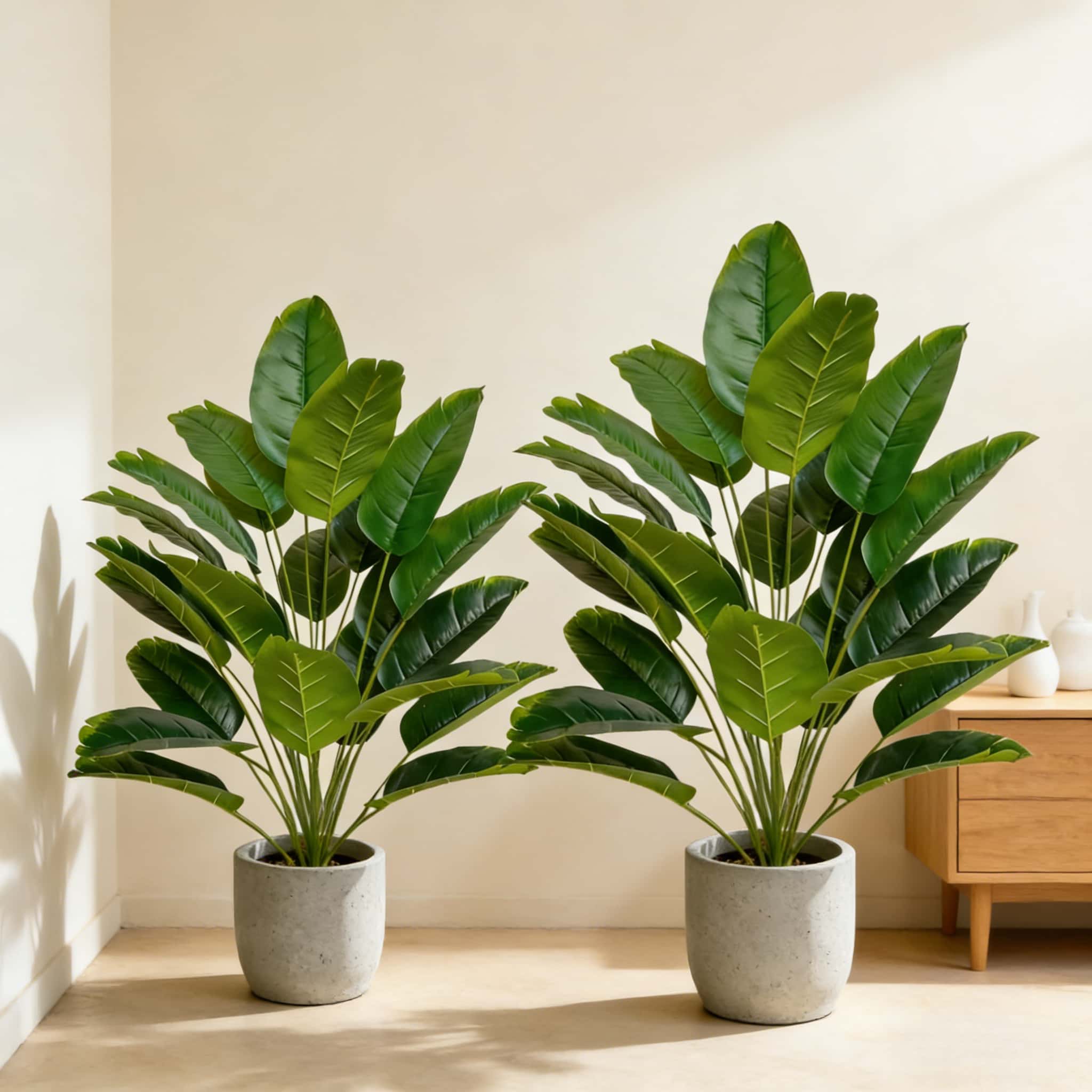 

1pc Large UV Resistant No Fade Artificial Tropical Palm Tree Banana Leaves for Garden hotel Patio All Season Outdoor Decor 12 leaves зелёный