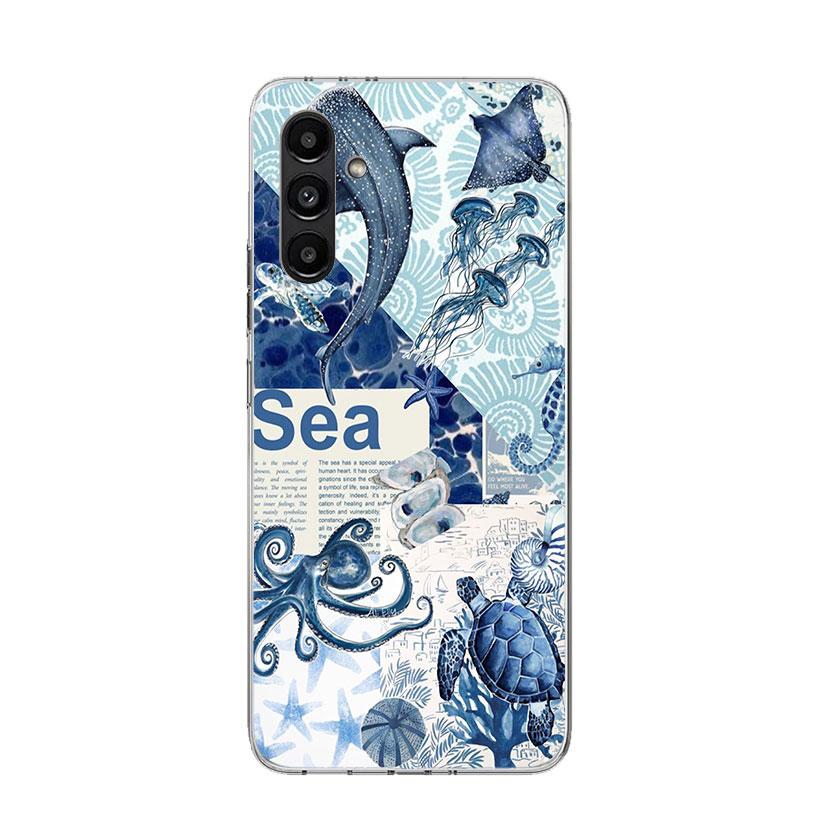 Ocean Starfish Sea Turtle Shark Phone Case For Samsung Galaxy A17 A16 A14 A15 A13 A57 A56 A54 A55 A53 A37 A36 A34 A35 A33 A26 A2