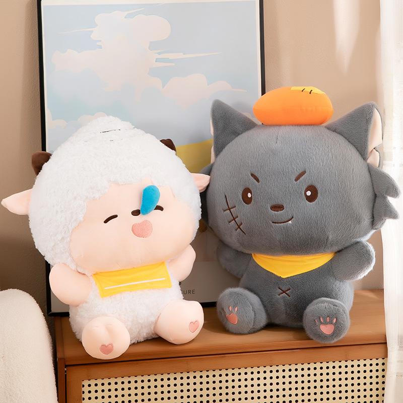 Popular Pleasant Goat and Big Wolf Doll Lazy Goat Doll Small Grey Grey Doll Children's Ragdoll Birthday Gift