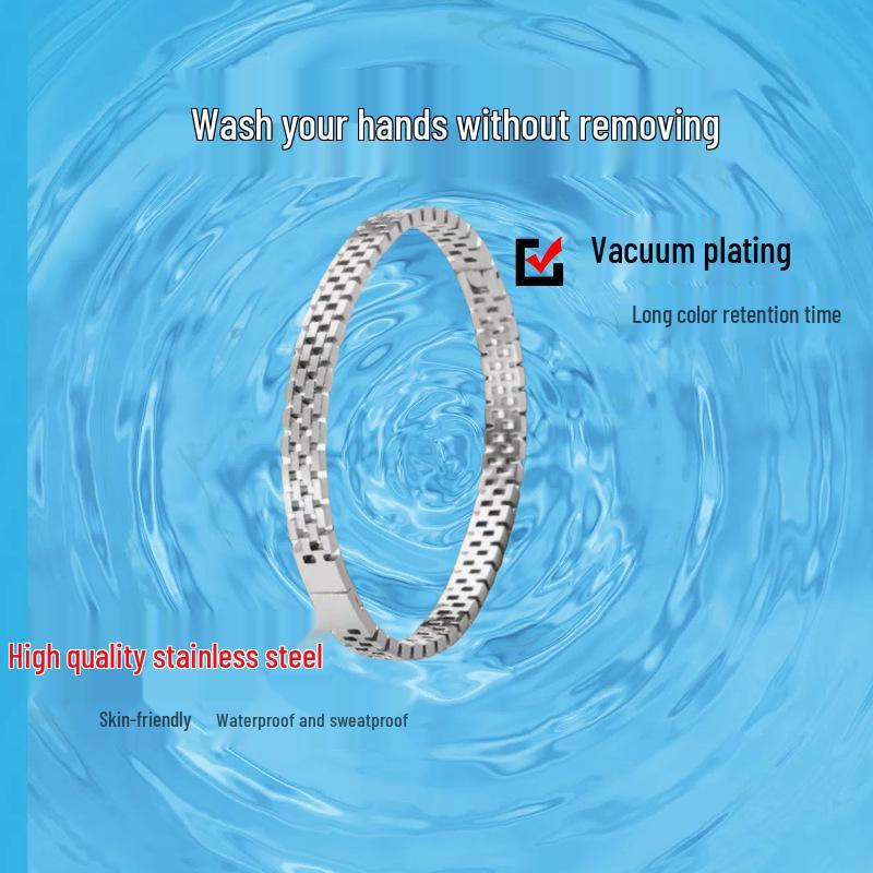 Bracciale da Donna in Acciaio Titanio Placcato Oro: Bracciale in Acciaio Inossidabile, Design di Nicchia Semplice e di Alta Gamma, Versatile.