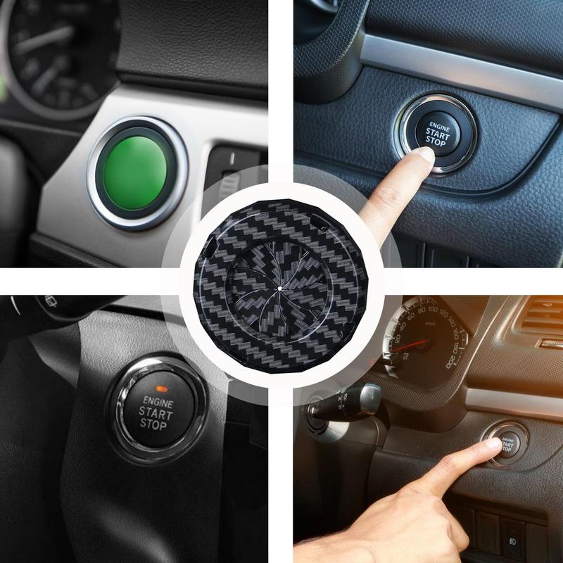 Car Start Button Cover Carbon Fiber Car Power Control Trim Stylish Car Power Control Trim Car Button Decoration Engine Start