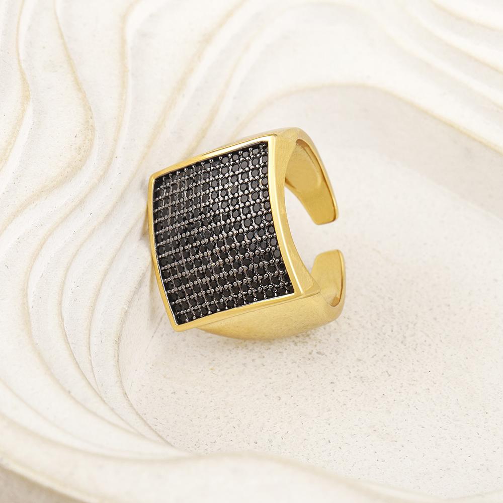 Nidin Classic New Design Irregular Rectangle Shape Geometric Zircon Tennis Open Rings For Women Girls Boys Aesthetic Jewelry