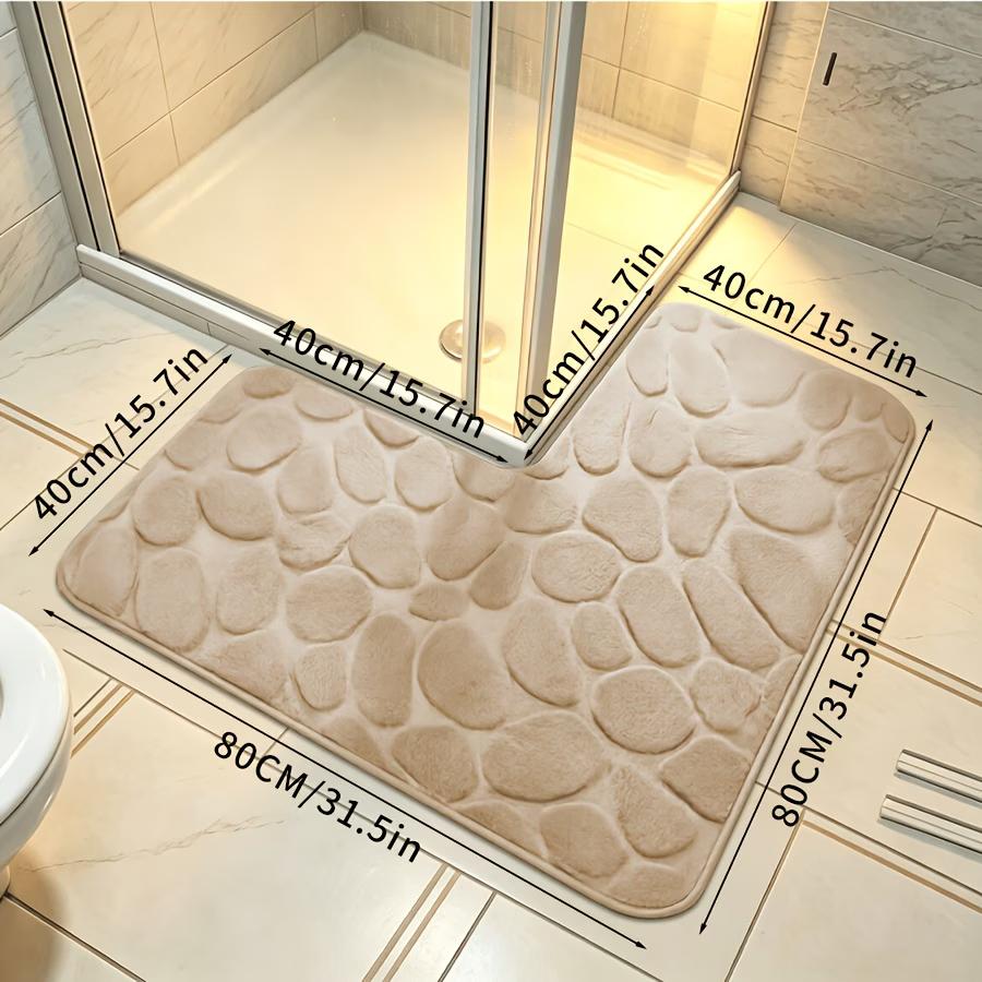 Ultra-Soft Bath Mat, L-Shaped Pebble Bath Mat, Soft and Comfortable Carpet, Suitable for Shower Mat, Bathroom Accessories,