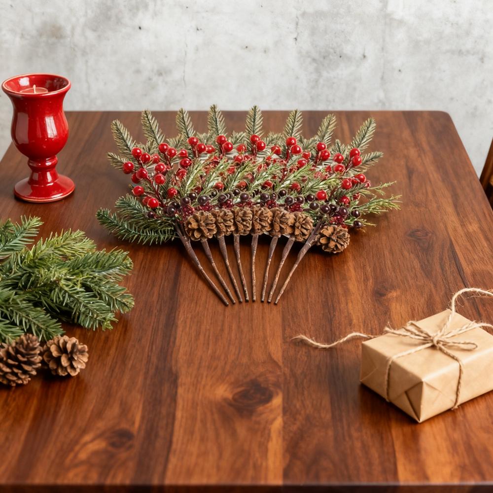 Artificial Plants Red Fruit Branch Christmas Tree New Year Home Bedroom Happy Vase Decor Outdoor Garden Bonsai Wedding Ornaments