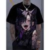 2026 Sommer Herren Harajuku Stil T-Shirt 3D Cartoon Tattoo Mädchen Druck Kurzärmelig Lässig Trendig Street Herren Oberteil