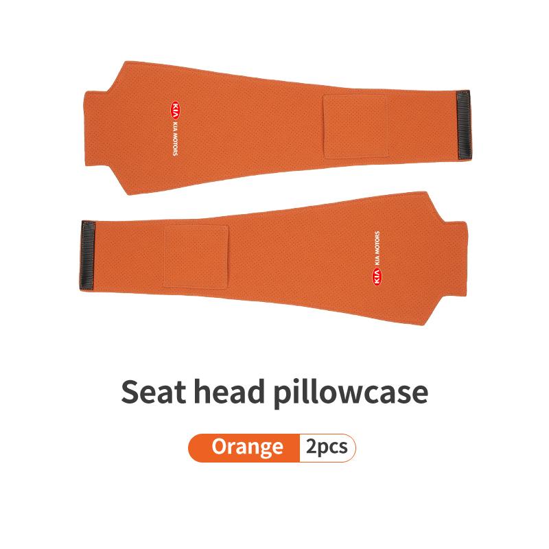 AAAFR1 Car Logo Headrest Cover Suede Perforated Breathable Head Pillowcase Pads For KIA Cerato Proceed Venga Stonic Picanto Sorento