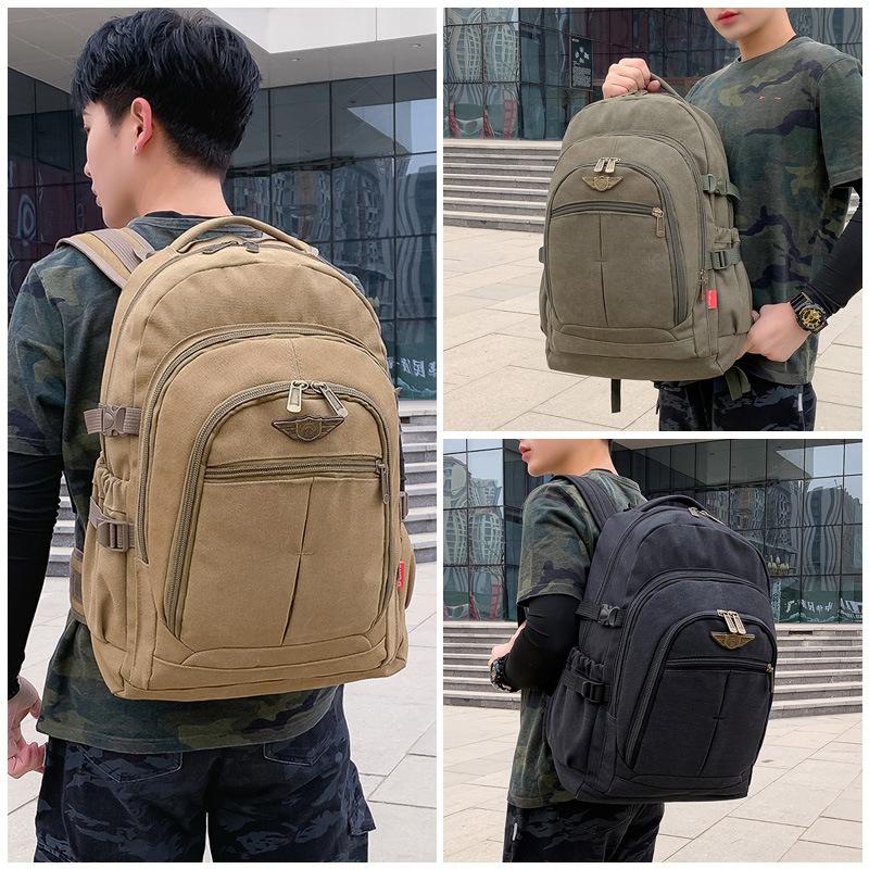 Waist Support Extra Durable 50L Canvas Backpack Men's Large-Capacity Outdoor Backpack Durable Travel Pack