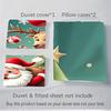 3pc Christmas Santa Claus Deer Home Bedding Set-Festive Decor for Bedroom,Guest Room,Living Room 1147a