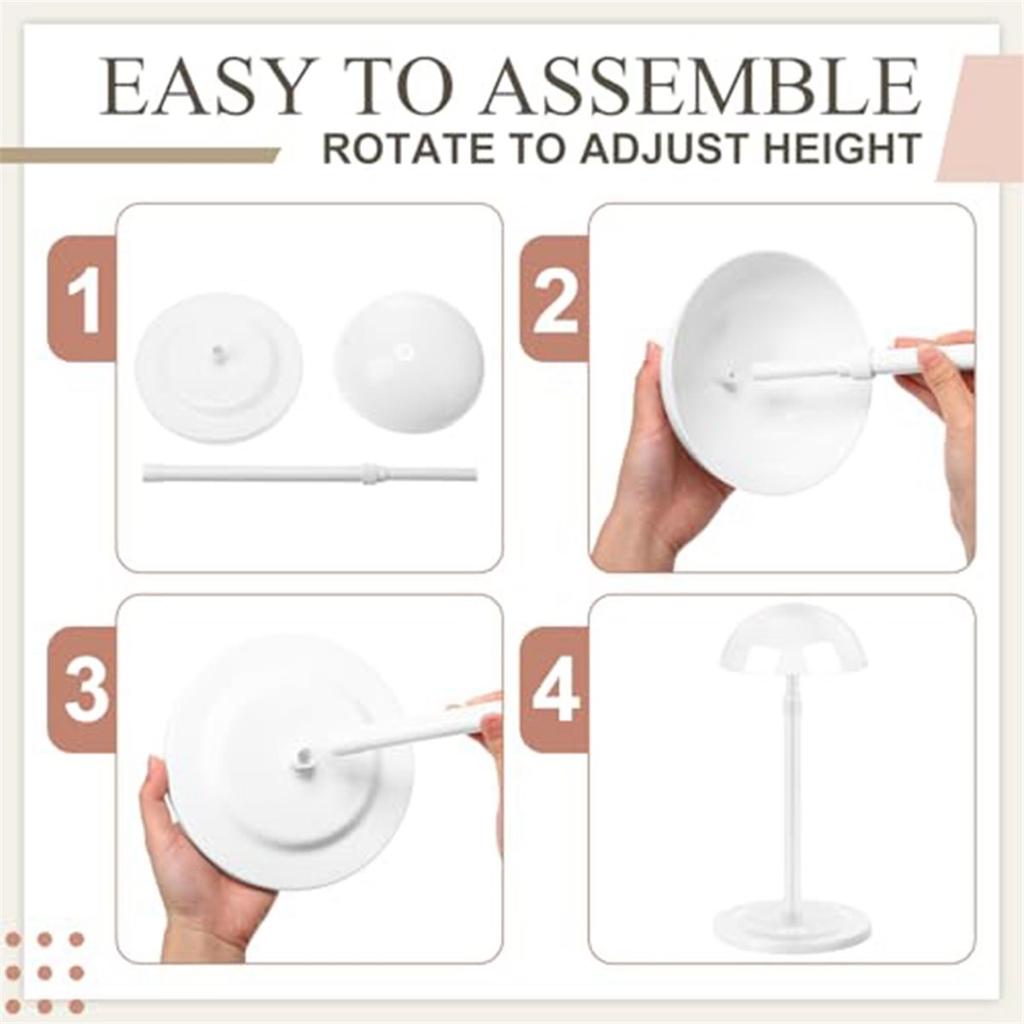 4 Pcs Wig Holders, Adjustable Height Wig Head Stand Portable Hat Display Holder Storage Head Stand Non Slip Stable