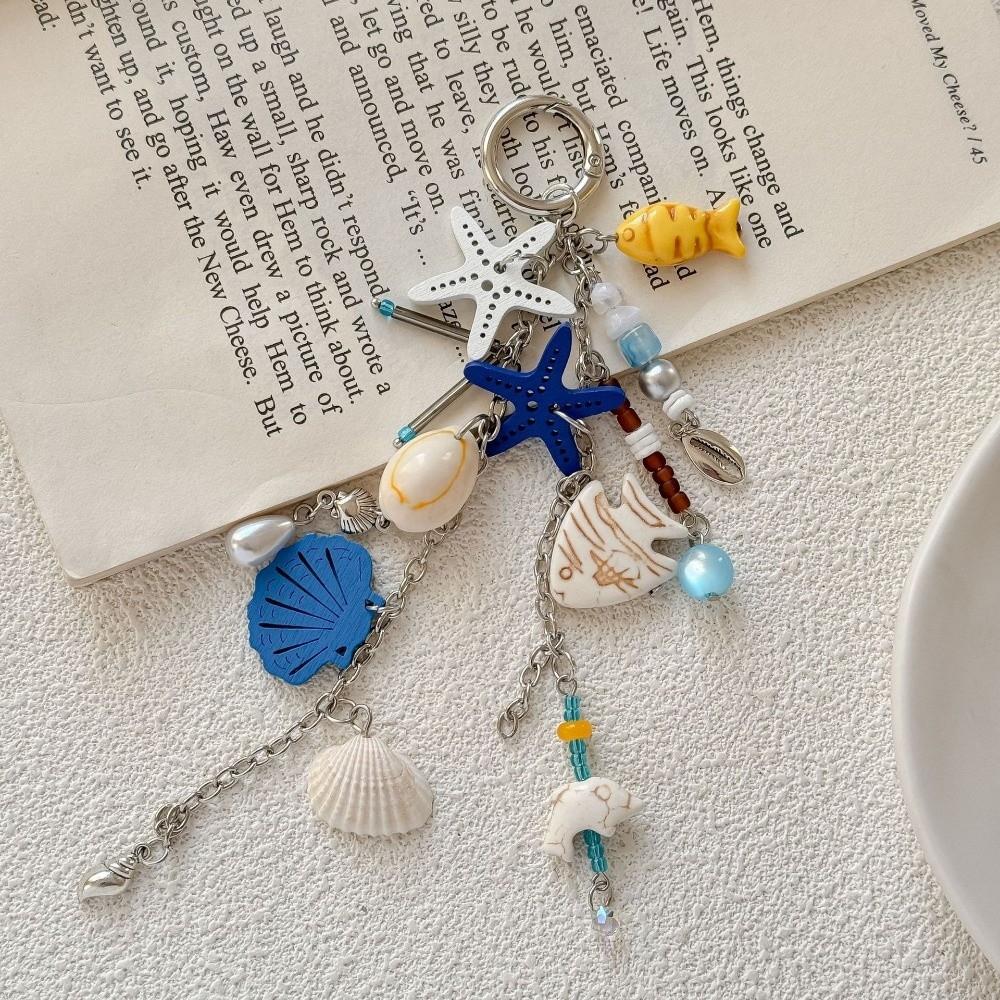 Conch Ocean Series Keychain Multi-Charm Bag Charm High-End Starfish Key Ring Vacation