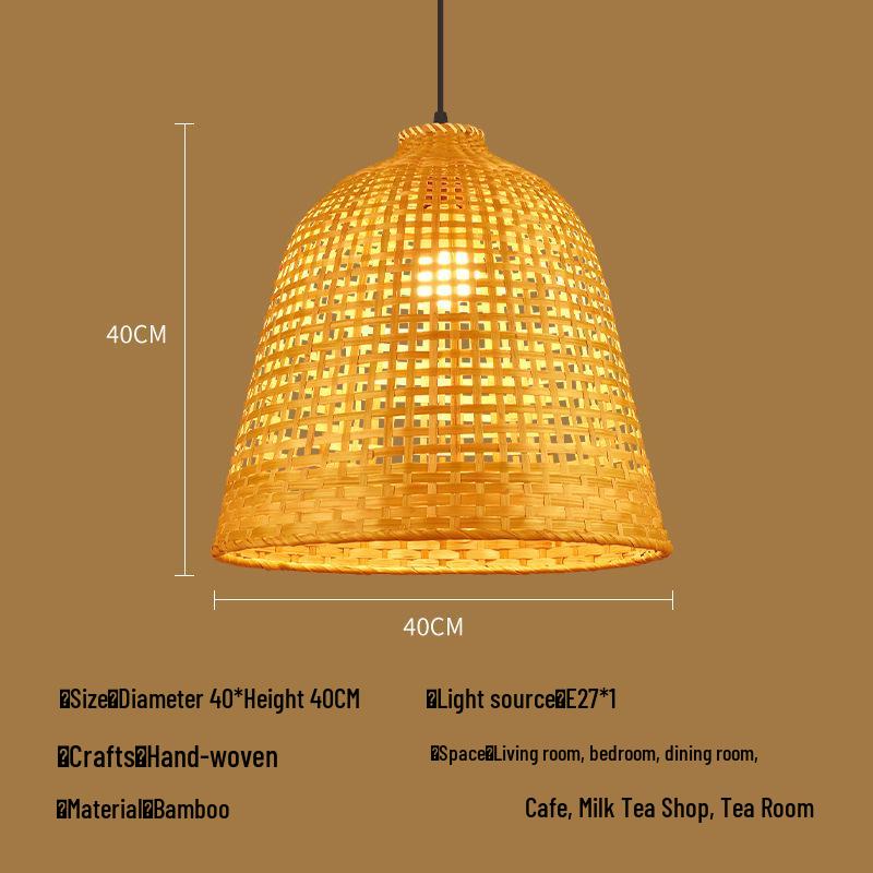 Zen Bamboo Pendant Lamp: Rattan Woven Japanese Tea Room Light