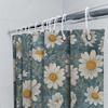 White Daisy Shower Curtain Waterproof Home Decor Bathroom Wall Hanging Floral Print Fabric Water Repellent Curtains For Bathroom