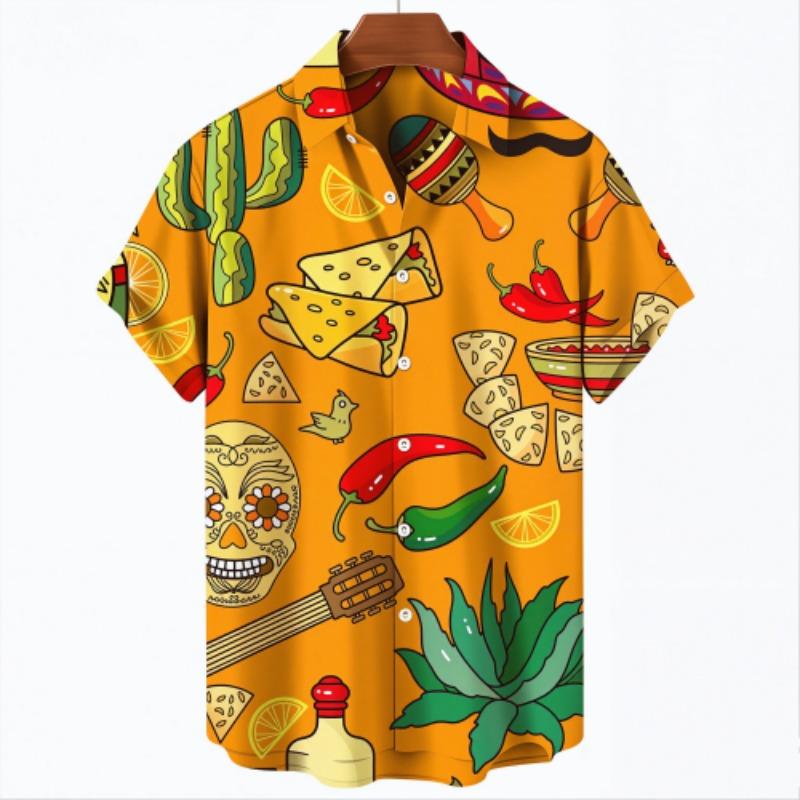 Fashion Vintage Men's Shirt Mexican Style 3D Print Clothing Summer Casual Hawaii Beach Harajuku Men's and Women's Fashion Holiday Shirt