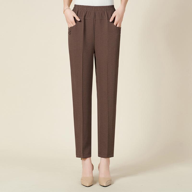 

Mom s Stylish Summer Nine-Point Loose Pants for Middle-Aged and Elderly Women - Cool, Breathable, Casual Fit 4XL (145-160 jin)