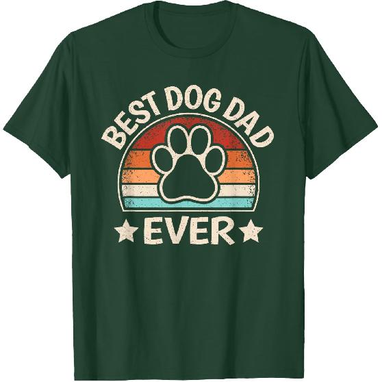 Best Dog Dad Ever Vintage Dog Paw Daddy Retro Dog Lover Men T-Shirt