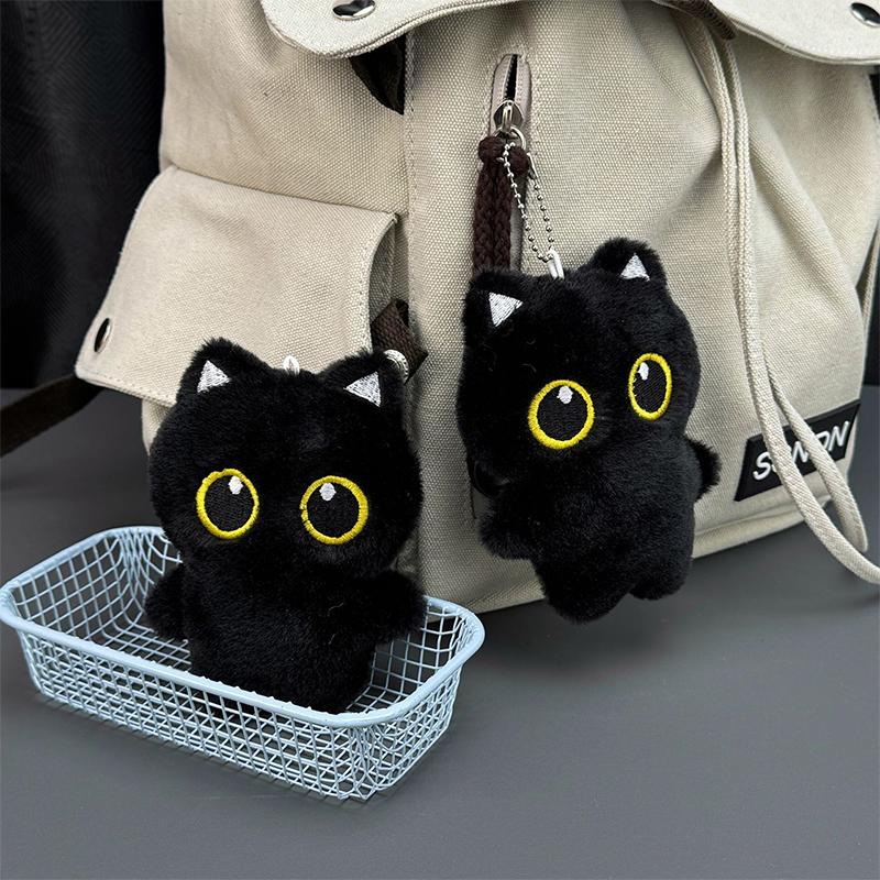 Black Cat Plush Bag Pendant Keychain Girl Cute Cat Bag Hanging Ornament Couple Gift