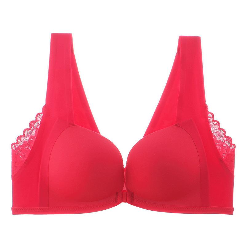 Genuine explosive product, new front buckle, beautiful back gathering bra, lace without steel ring, small chest showing large underwear thickness