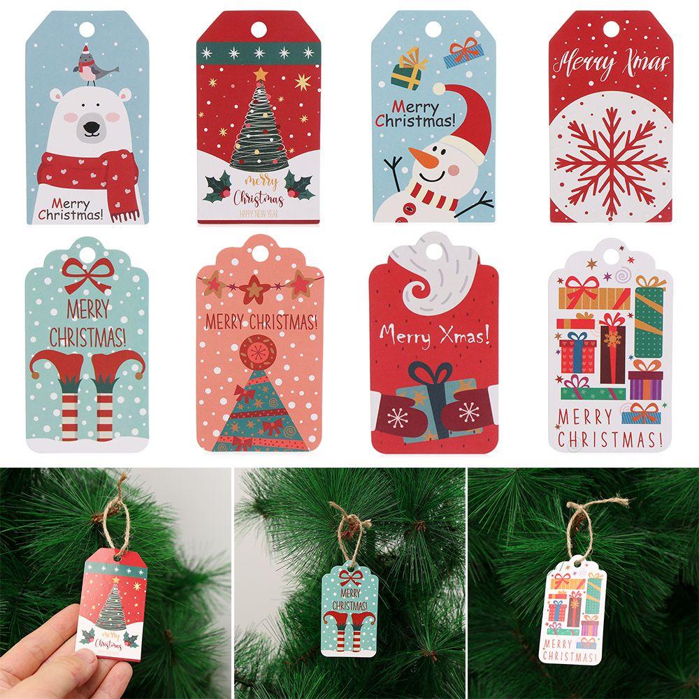With Rope Santa Claus Gift Wrapping Christmas Paper Tags Xmas Decorations Hanging Label Gift Cards