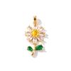 2 Pcs Brass Pendants Gold Plated Daisy Flower Multicolor Rhinestone Charms For DIY Necklace Jewelry Making Finding 3.2cm x 1.6cm