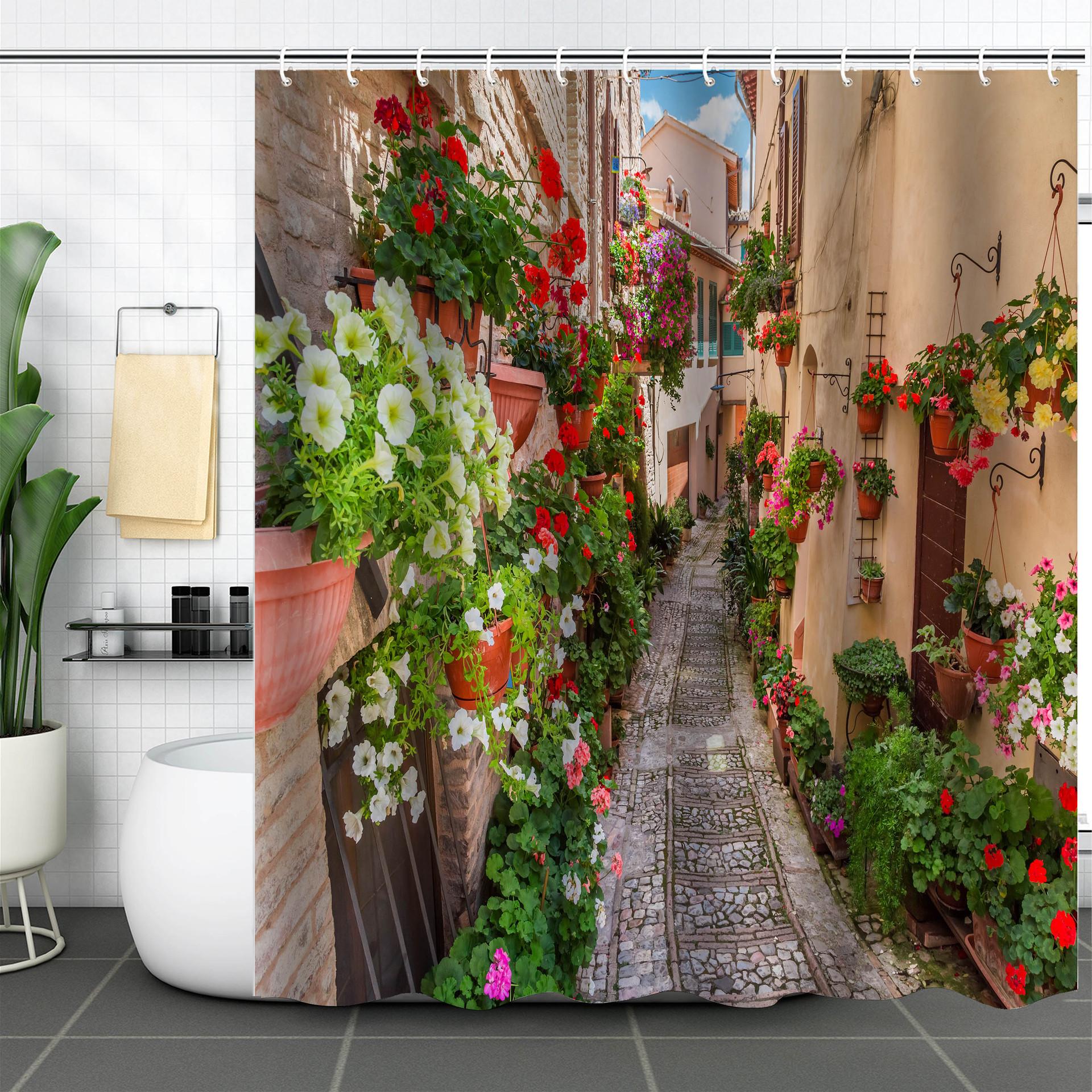 

Shower Curtain Waterproof And Mildew-Proof Digital Printing Rural Landscape Shower Curtain Bathroom Shower Cloth Partition Curtain Free Of Punching shower curtain 90*90