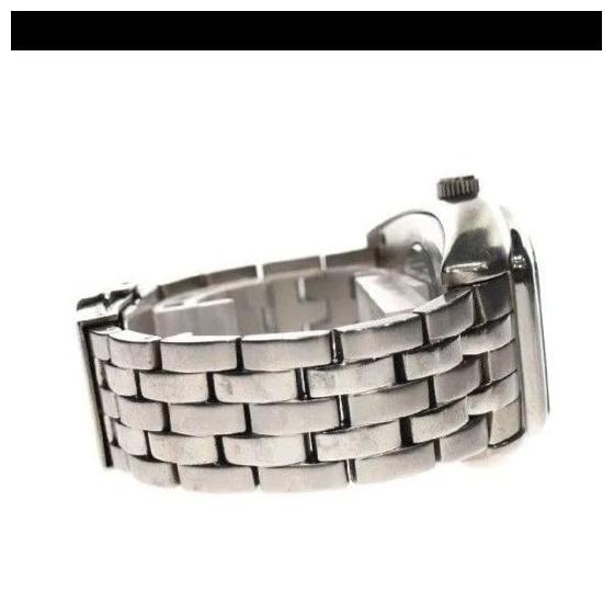 Used COGU Men's Watch Automatic AT Rectangular Back Slot 3 Hands Silver SS Genuine Belt Skeleton Character Limited Edition
